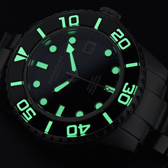ARAGON Watch Swiss Automatic DiveMaster Sapphire Crystal & Bezel Black Dial 42mm - Picture 3 of 16